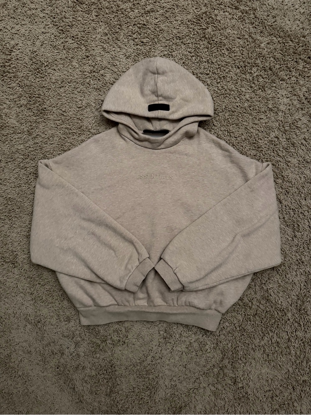 Essentials Fear Of God Beige Mock Neck Hoodie Size XXS Baggy Boxy Fit